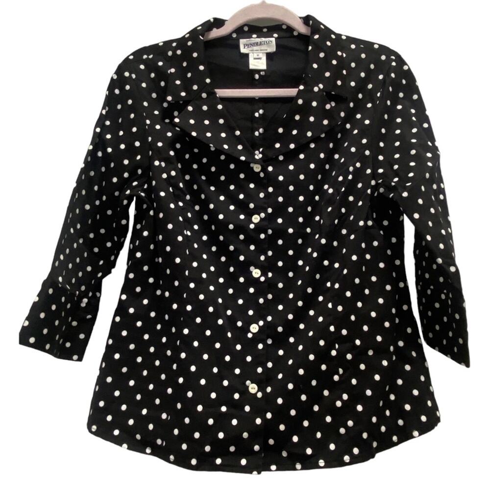 Vintage Pendleton Black and White Polka Dot Skirt Suit Jacket Matching 90s Set - Picture 5 of 15